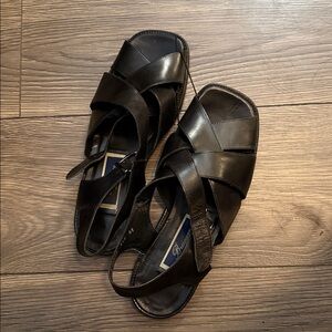 Bragano by Cole Haan black leather woven fisherman sandals size 9.5